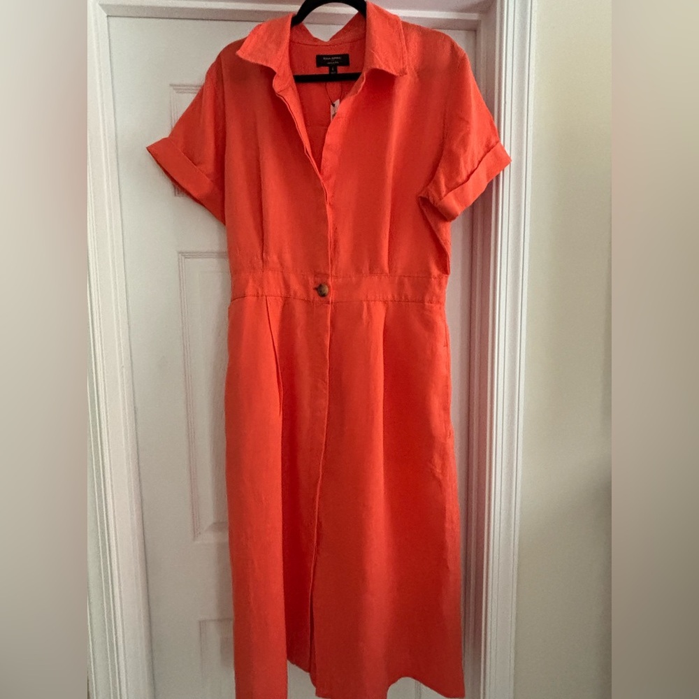 Banana Republic Orange Button-Up Midi Dress